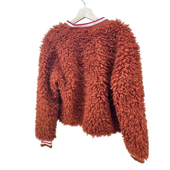 JS Collections Faux Fur Jacket XL Arabian Spice Rust Brown Cozy Teddy Coat NWT - Picture 2 of 9
